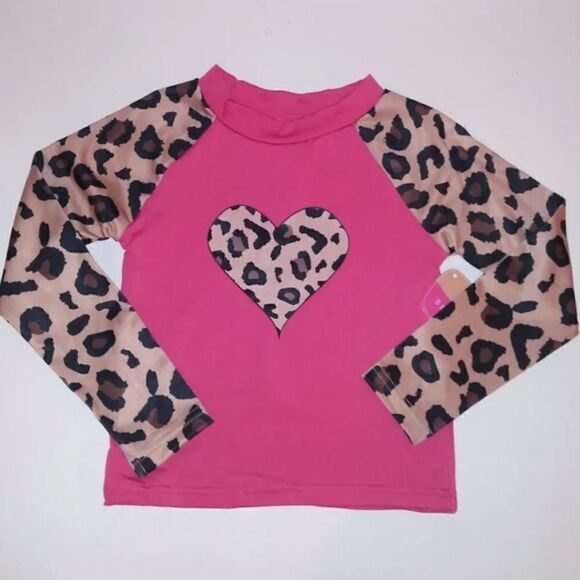 Lily & Dan Girls 3 Piece Swim Set Bikini Rash Guard Long Sleeve Pink Leopard NWT - Picture 10 of 10